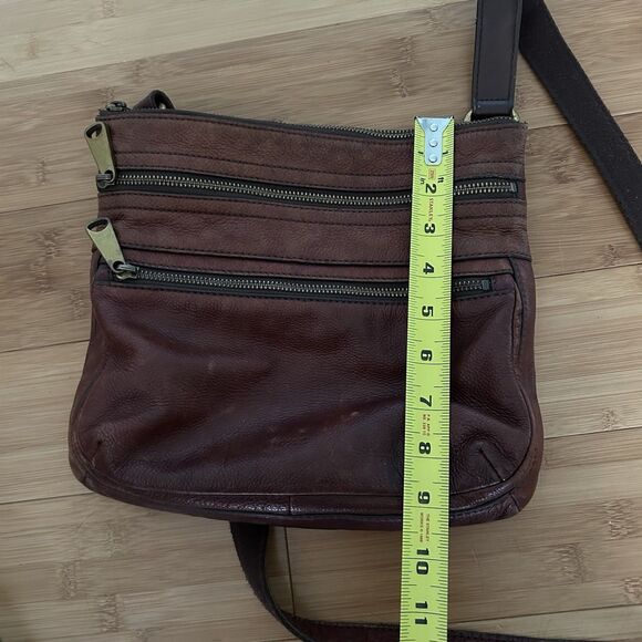 Fossil Brown Genuine Leather Crossbody Bag Purse - Picture 12 of 15